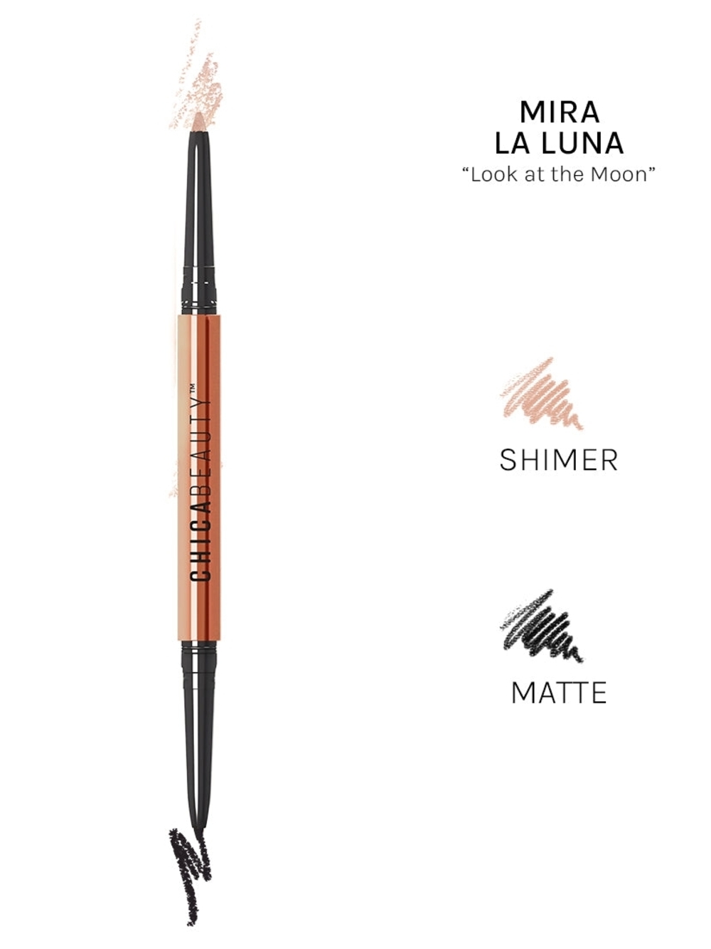 Dual-Ended Eyeliner & Shimmer Pencil - Mira La Luna (Light Peach Shimmer)